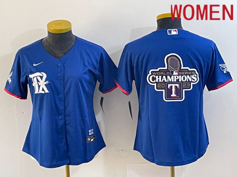 Women Texas Rangers Blank Blue Game Nike 2023 MLB Jersey style 1->texas rangers->MLB Jersey